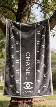 Chanel Monogram Quilted CC Logo Flannel Throw Blanket IMG_6666